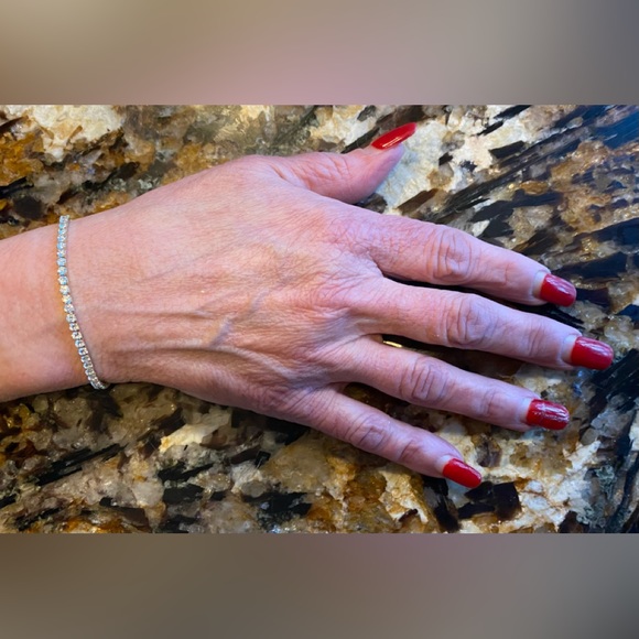 The GLD Shop 2.5mm CZ Yellow Gold Plated Tennis Bracelet 6” + 1” - Picture 3 of 4